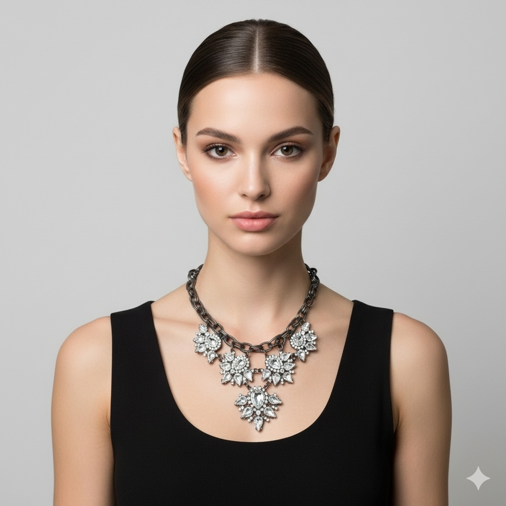 Black Crystal Gothic Necklace